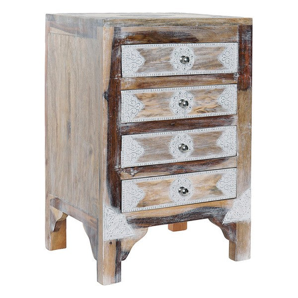 Nachttisch Dekodonia Aluminium Mango-Holz (40 x 32 x 60 cm)