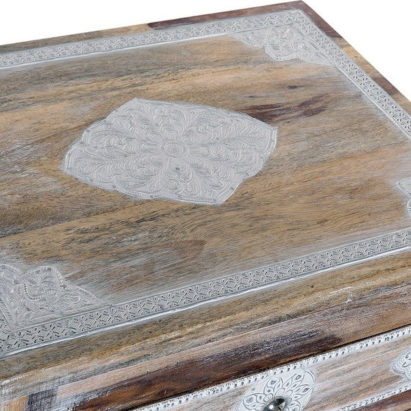 Nachttisch Dekodonia Aluminium Mango-Holz (40 x 32 x 60 cm)