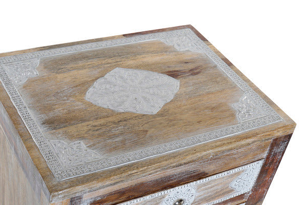 Nachttisch Dekodonia Aluminium Mango-Holz (40 x 32 x 60 cm)
