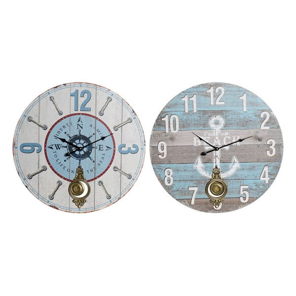 Wanduhr Dekodonia Beach Metall Holz MDF (2 pcs)