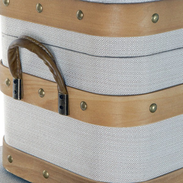 Truhe Dekodonia Creme Holz MDF Leinen (3 pcs)