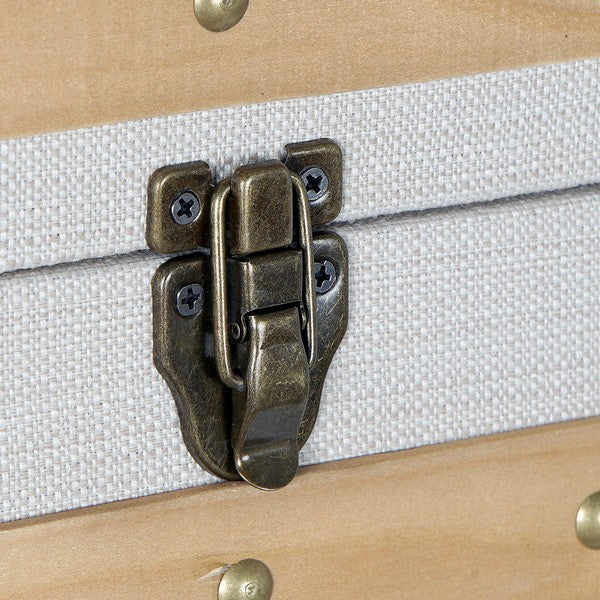 Truhe Dekodonia Creme Holz MDF Leinen (3 pcs)