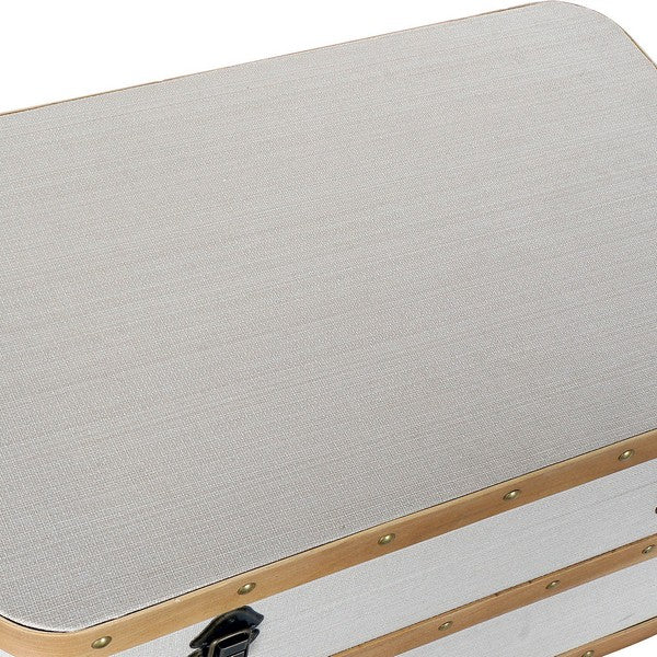 Truhe Dekodonia Creme Holz MDF Leinen (3 pcs)