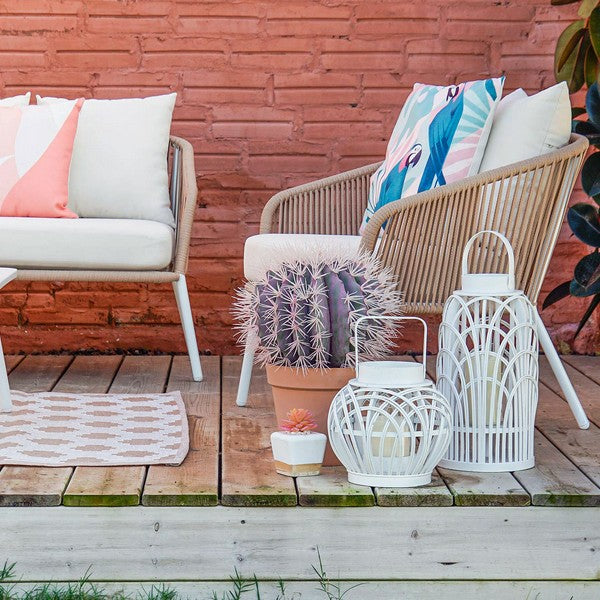 Kerzenschale Dekodonia Weiß Holz Bambus