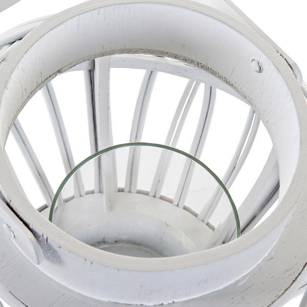 Kerzenschale Dekodonia Weiß Holz Bambus