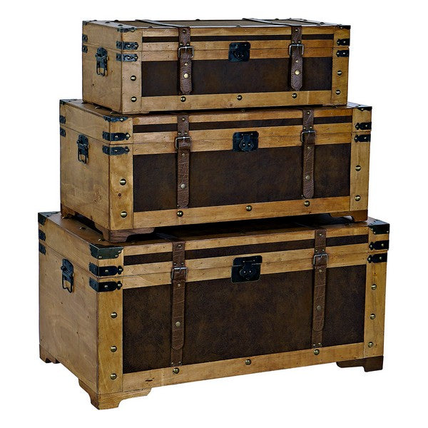 Truhe Dekodonia Braun Pappelholz Polyurethan (3 pcs)