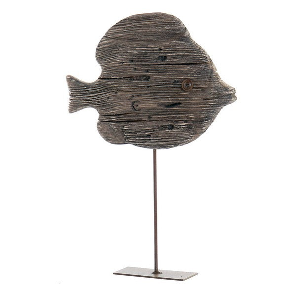 Deko-Figur Dekodonia Metall Paulonia-Holz Fisch (19 x 3 x 26 cm)