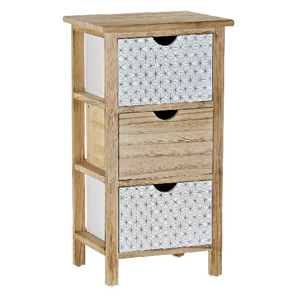 Schubladenschrank DKD Home Decor Weiß Paulonia-Holz natürlich (34 x 25 x 62 cm)