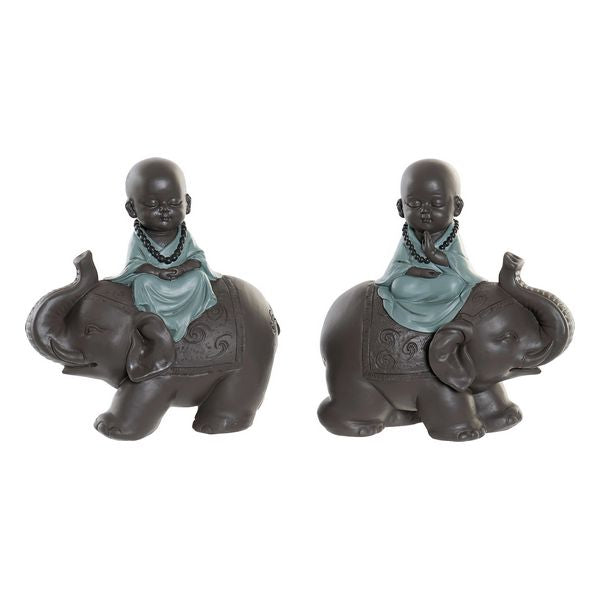 Deko-Figur Dekodonia Mönch Elefant Harz (2 pcs) (17 x 9 x 18 cm)