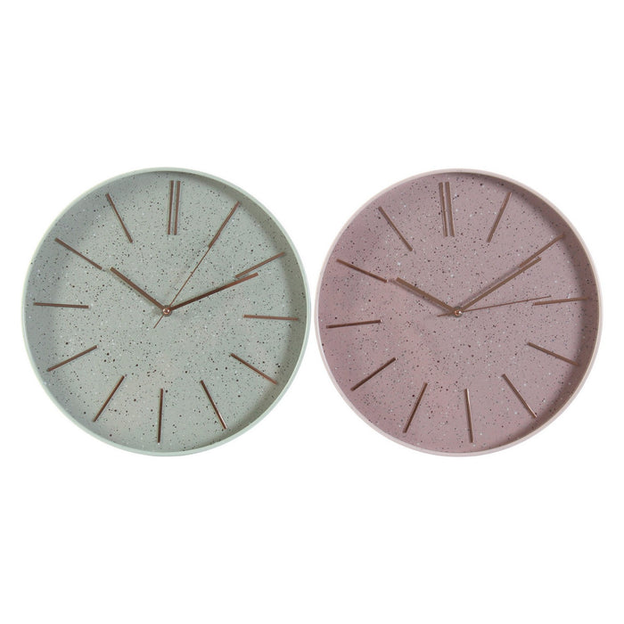 Wanduhr DKD Home Decor Rosa Minze PVC (2 pcs) (35.5 x 4.3 x 35.5 cm)