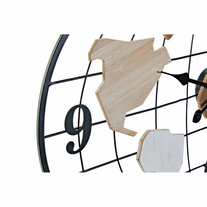 Wanduhr DKD Home Decor Braun Schwarz Metall Holz MDF Weltkarte (80 x 4 x 46 cm)