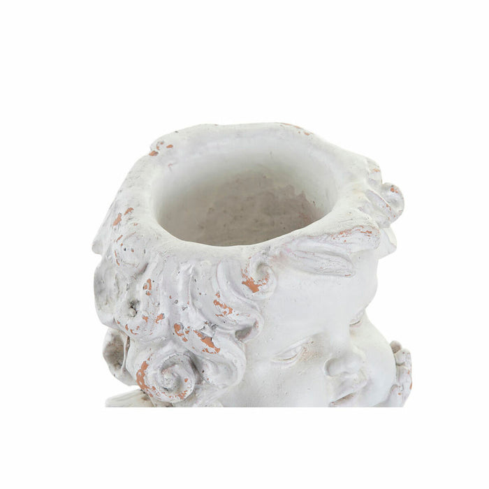 Blumentopf DKD Home Decor Fiberglas Weiß Engel (29 x 18 x 25 cm)