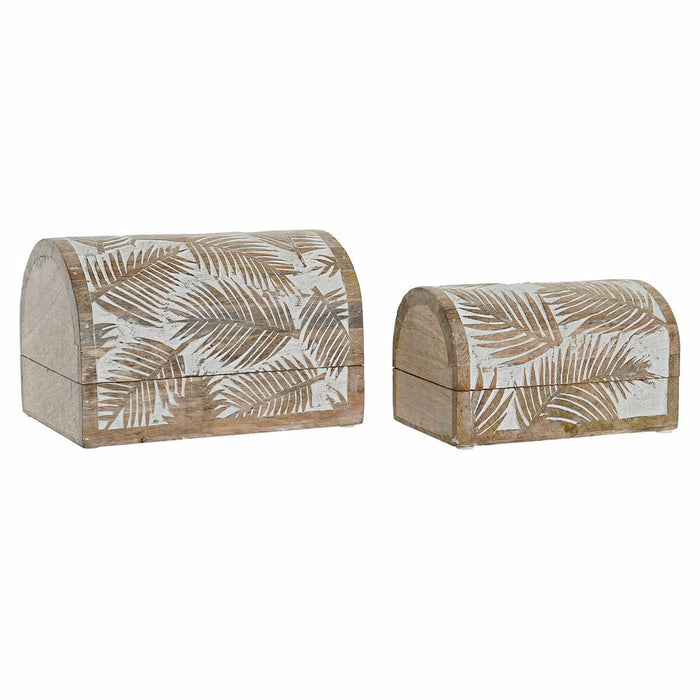 Set dekorativer Karten DKD Home Decor Tropical Mango-Holz Bettlaken (2 pcs)