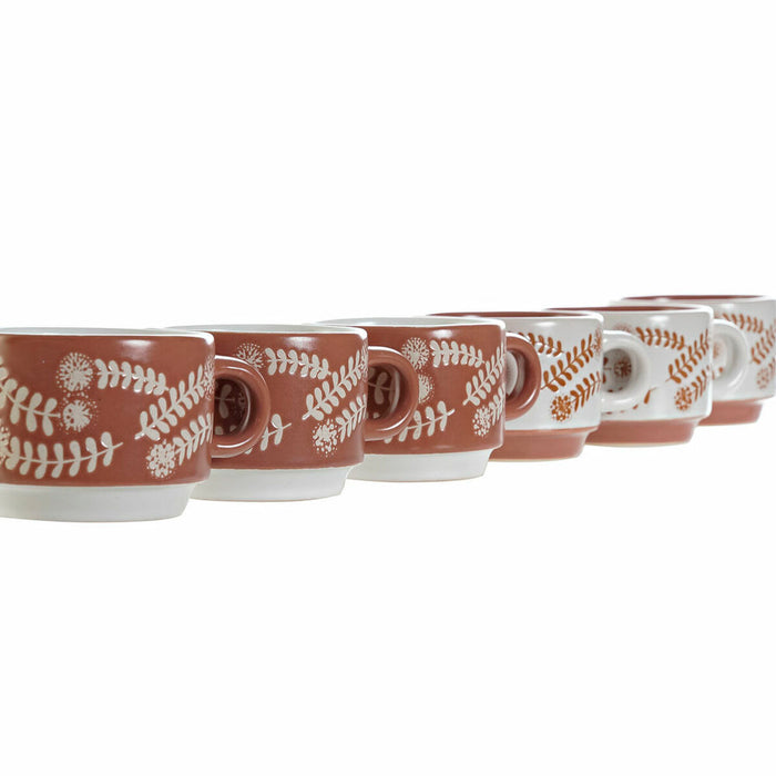 Satz von Kaffeetassen DKD Home Decor Terrakotta Weiß Steingut (9 x 6.5 x 5 cm) (6 pcs) (90 ml)