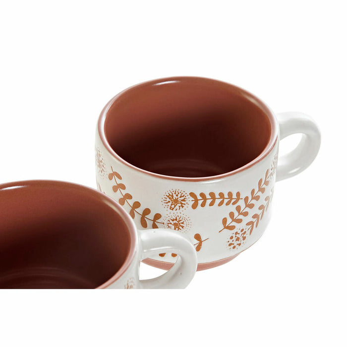 Satz von Kaffeetassen DKD Home Decor Terrakotta Weiß Steingut (9 x 6.5 x 5 cm) (6 pcs) (90 ml)