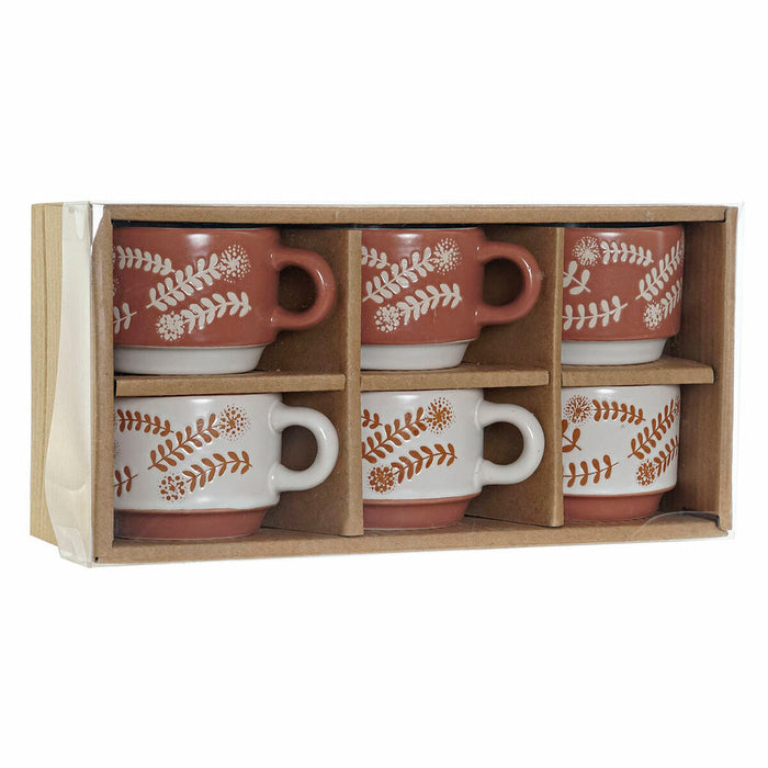 Satz von Kaffeetassen DKD Home Decor Terrakotta Weiß Steingut (9 x 6.5 x 5 cm) (6 pcs) (90 ml)