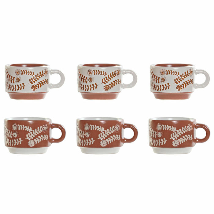 Satz von Kaffeetassen DKD Home Decor Terrakotta Weiß Steingut (9 x 6.5 x 5 cm) (6 pcs) (90 ml)
