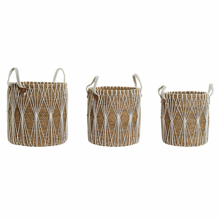 Korb-Set DKD Home Decor Baumwolle Faser Boho (3 pcs)