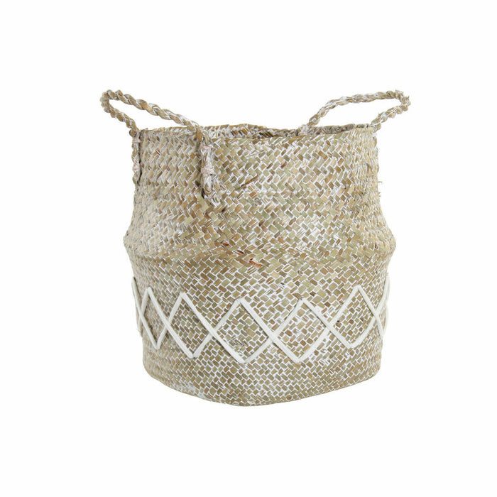 Korb DKD Home Decor natürlich Weiß Naturfaser (28 x 28 x 30 cm)