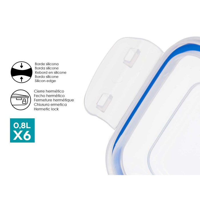 6 Lunchbox-Set Durchsichtig PP (800 ml) (6 pcs)