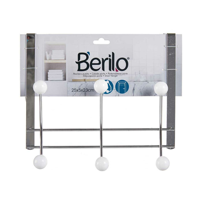 Jackenaufhänger für Türen Silberfarben Weiß Metall Kunststoff (10 x 22 x 26 cm)