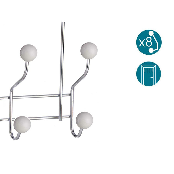 Jackenaufhänger für Türen Silberfarben Weiß Metall Kunststoff (10 x 22 x 26 cm)