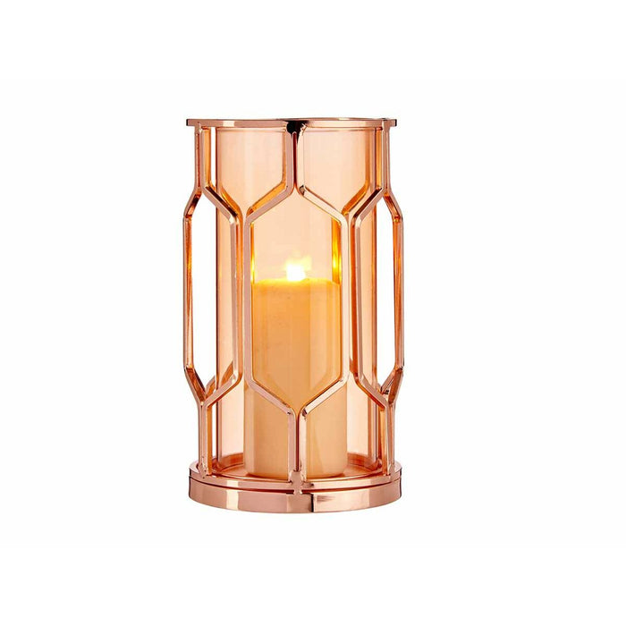 Kerzenschale Kupfer Bernstein Metall Glas (11,5 x 19,5 x 11,5 cm)