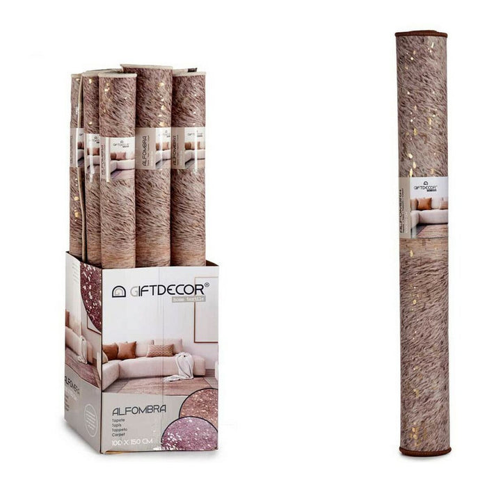 Teppich Braun Weiß Polyester (100 x 150 cm)