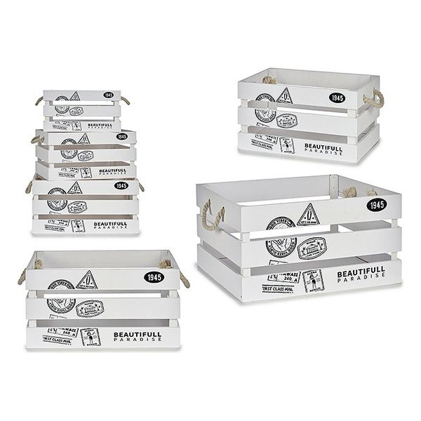 Box Weiß Holz Holz (3 Stücke) (30 x 20 x 40 cm)  Deko Kiste