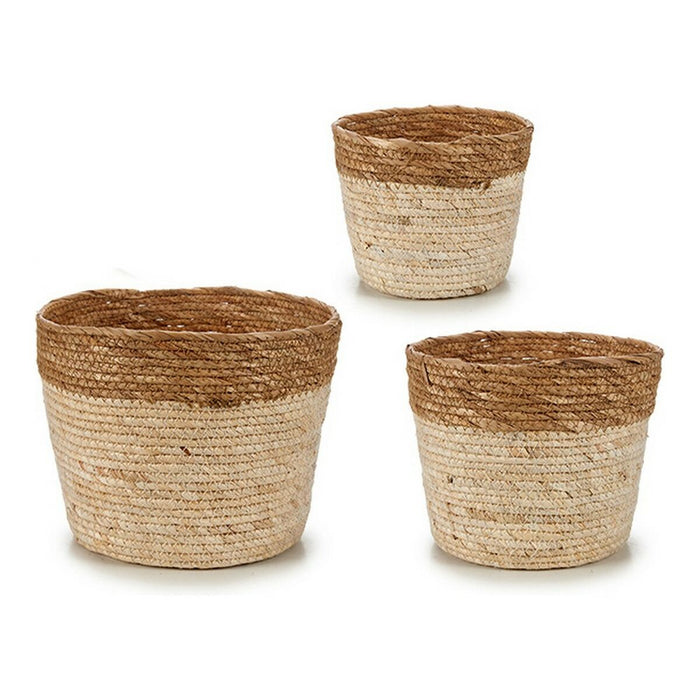 Blumentopf Braun Stroh (3 pcs)