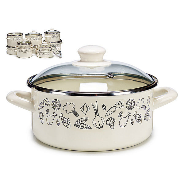 Topf mit Glasabdeckung Emaillierter Edelstahl 28,5 x 15 x 21,8 cm (Ø 20 cm)