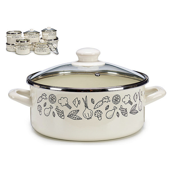 Topf mit Glasabdeckung Emaillierter Edelstahl 31,2 x 15,5 x 23,8 cm (Ø 22 cm)