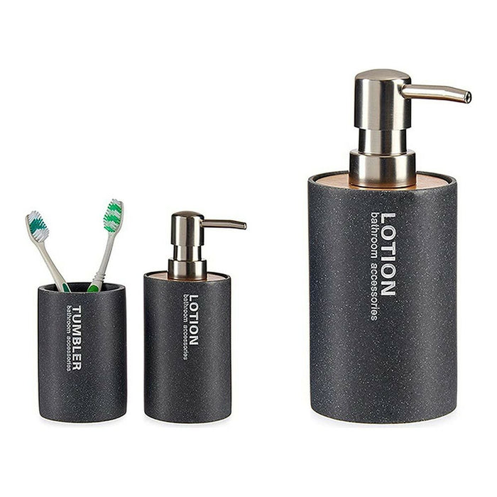 Seifenspender Grau Metall Harz Bambus (7 x 16,5 x 7 cm)