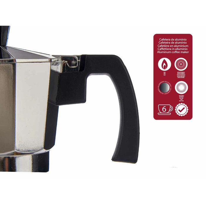 Italienische Kaffeemaschine 6 Tassen Aluminium