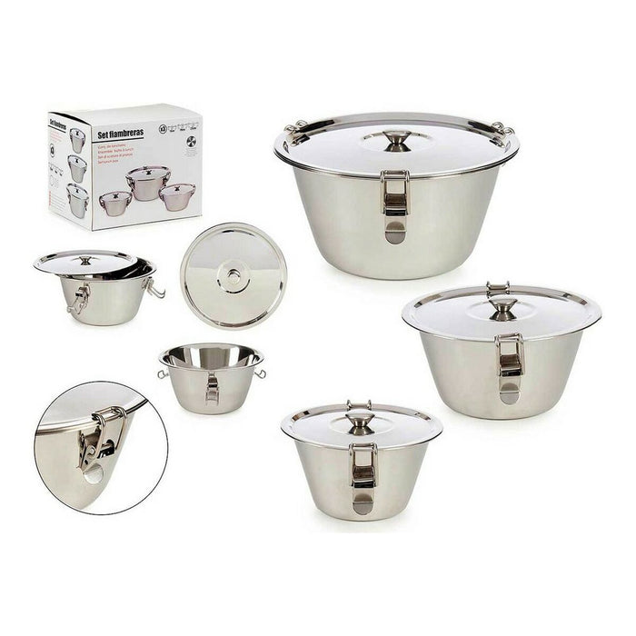 3 Lunchbox-Set Edelstahl Silberfarben (3 Stücke)