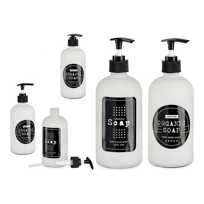 Seifenspender Weiß Schwarz Glas PP (8 x 19 x 8 cm)