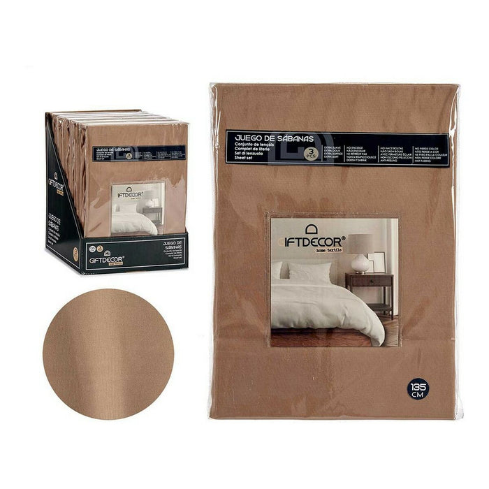 Bettwäsche-Set 135er-Bett Braun (3 Stücke)