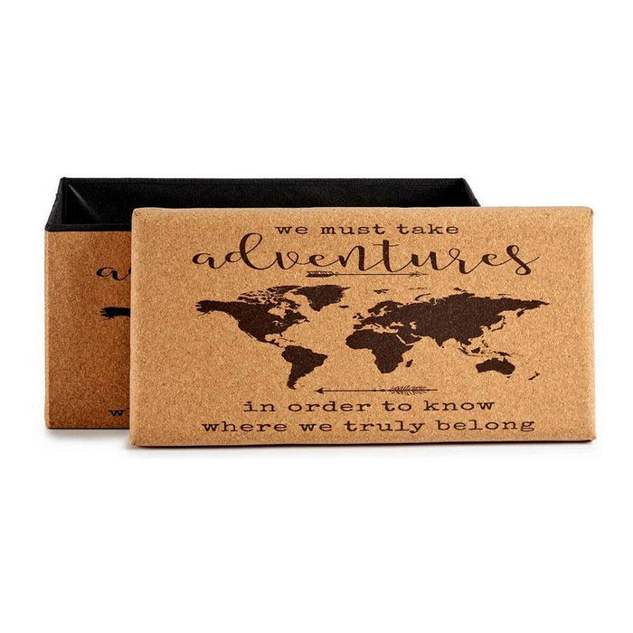 Dekorative Box Braun Biegsam Weltkarte MDF Kork (36 x 36 x 72 cm)
