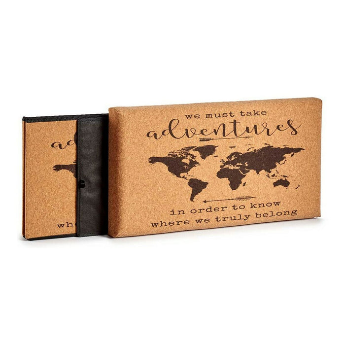 Dekorative Box Braun Biegsam Weltkarte MDF Kork (36 x 36 x 72 cm)