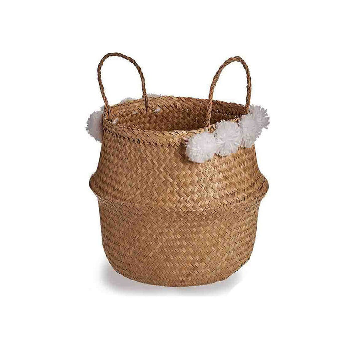 Korb Braun Bommeln Naturfaser (40 x 51 x 40 cm)