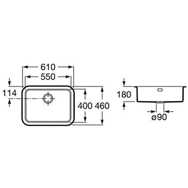 Einfachspülbecken Roca A870A10550 61x46x18cm (Refurbished B)