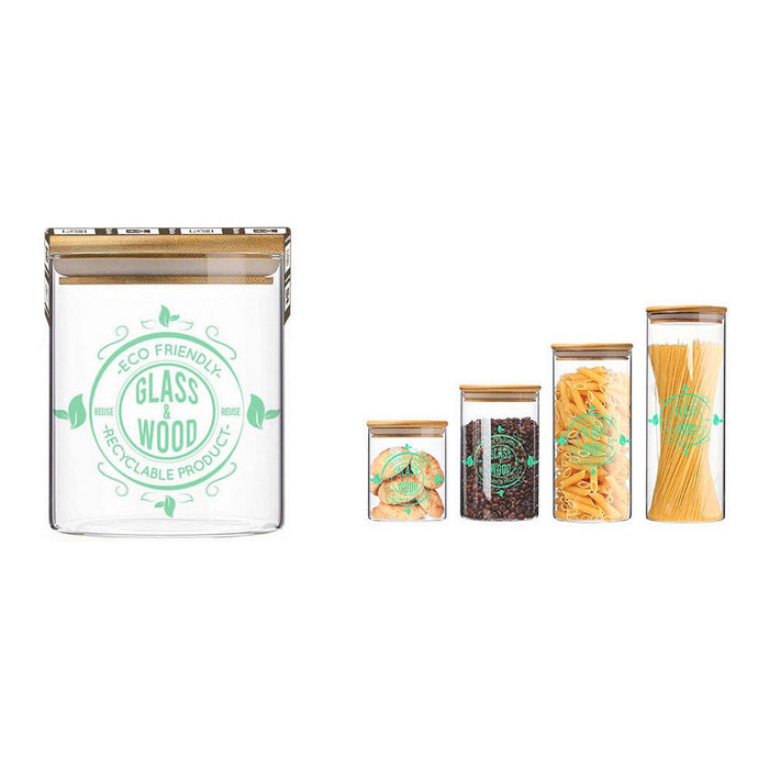 Topf Quttin Borosilikatglas Bambus einstellen (9,5 x 11 cm)