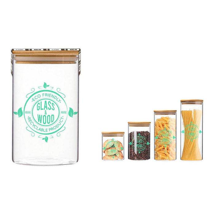 Topf Quttin Borosilikatglas Bambus einstellen (9,5 x 16 cm)