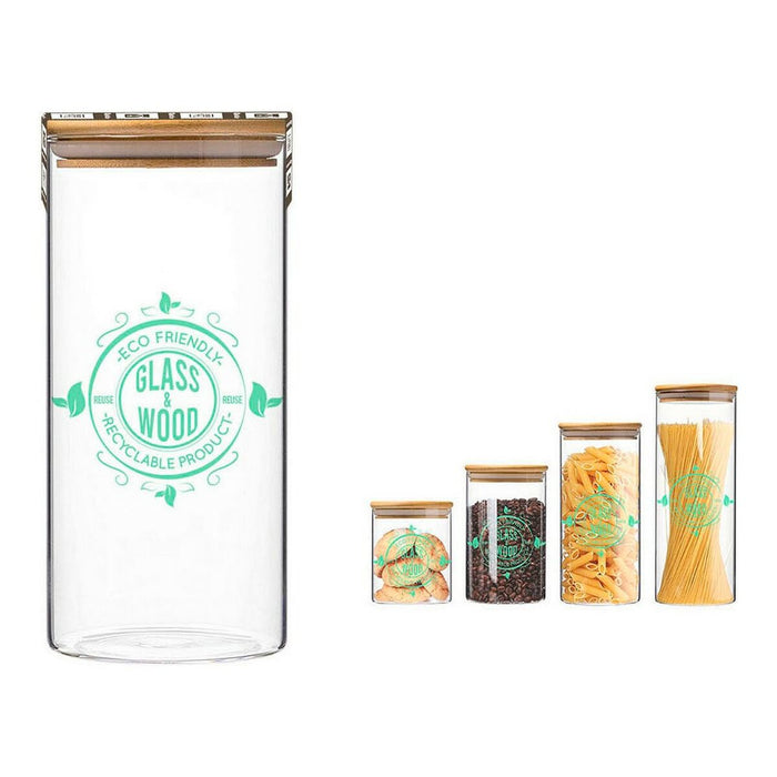 Topf Quttin Borosilikatglas Bambus einstellen (9,5 x 21 cm)