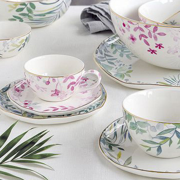 Tasse mit Untertasse Amazonia Porzellan (13 X 10 x 6 cm)