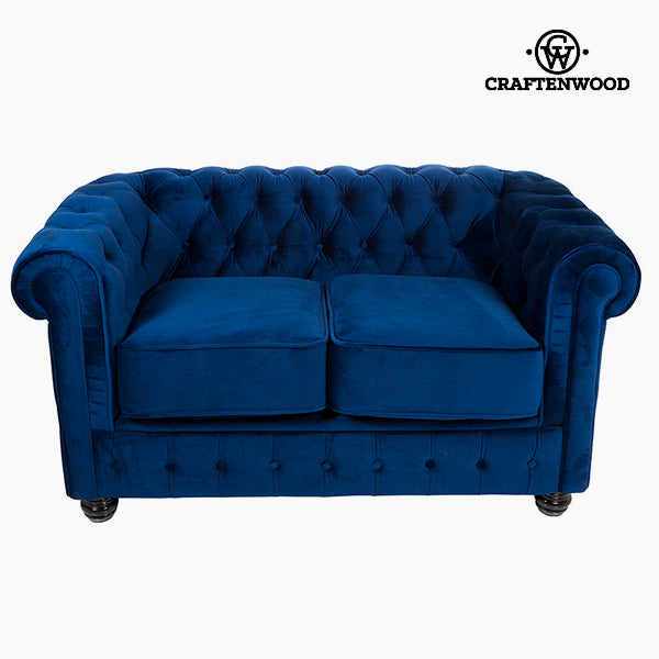 Chesterfield Sofa 2-Sitzer Samt Blau - Relax Retro Kollektion