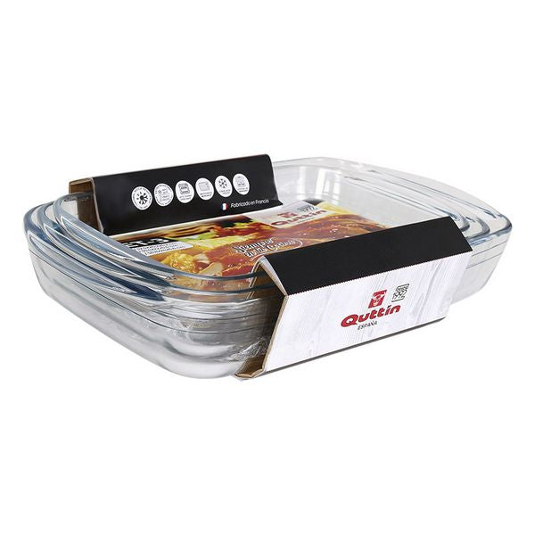 Auflaufformset für den Backofen 32,5/35,5/39 cm Quttin Glas rechteckig (3 uds)