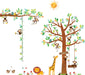 8 Affen Groß Baum Zweig Höhentabelle Waldtiere Tiere Wandtattoo Wandsticker Wandaufkleber Wanddeko für Wohnzimmer Schlafzimmer Kinderzimmer