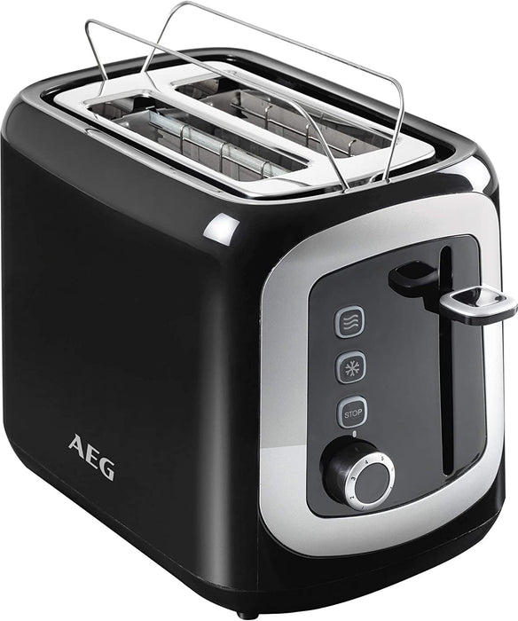 AEG Doppelschlitz-Toaster / Brötchenaufsatz / Staubschutz-Deckel / 7 Bräunungsgrad-Einstellungen / Brötchenaufback-Funktion