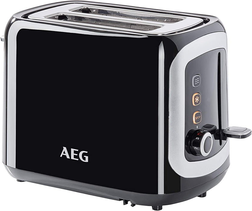 AEG Doppelschlitz-Toaster / Brötchenaufsatz / Staubschutz-Deckel / 7 Bräunungsgrad-Einstellungen / Brötchenaufback-Funktion